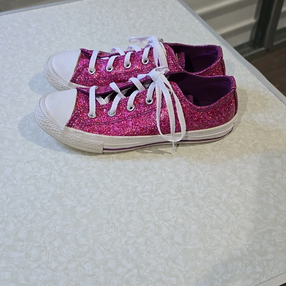 Converse Pink Glitter Low All Star‎ Sneakers, Sz 3 Junior